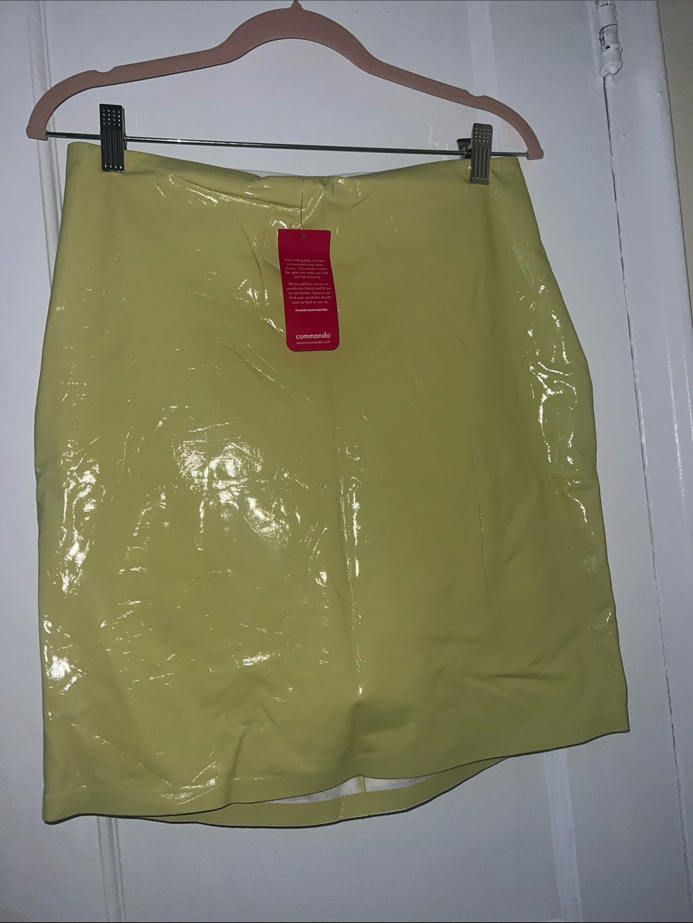 Commando patent green latex skort